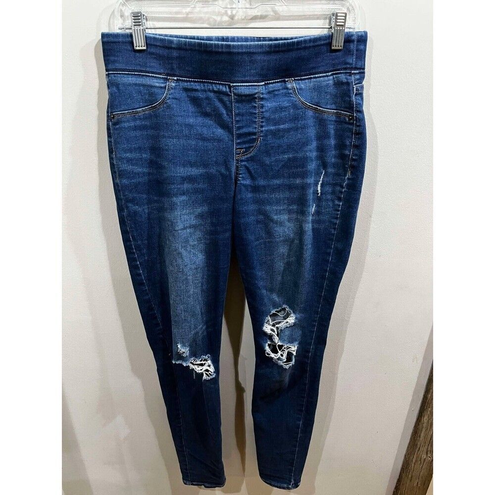 Old Navy Women's Jeans Size 6 Rockstar Skinny Whiskered Distressed Pull On Denim